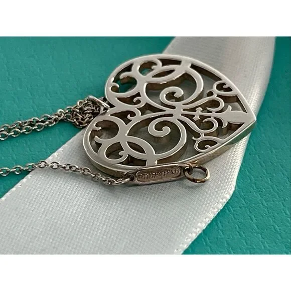 Tiffany & Co. Sterling Silver Enchant Heart Necklace - 20” - Picture 4 of 16